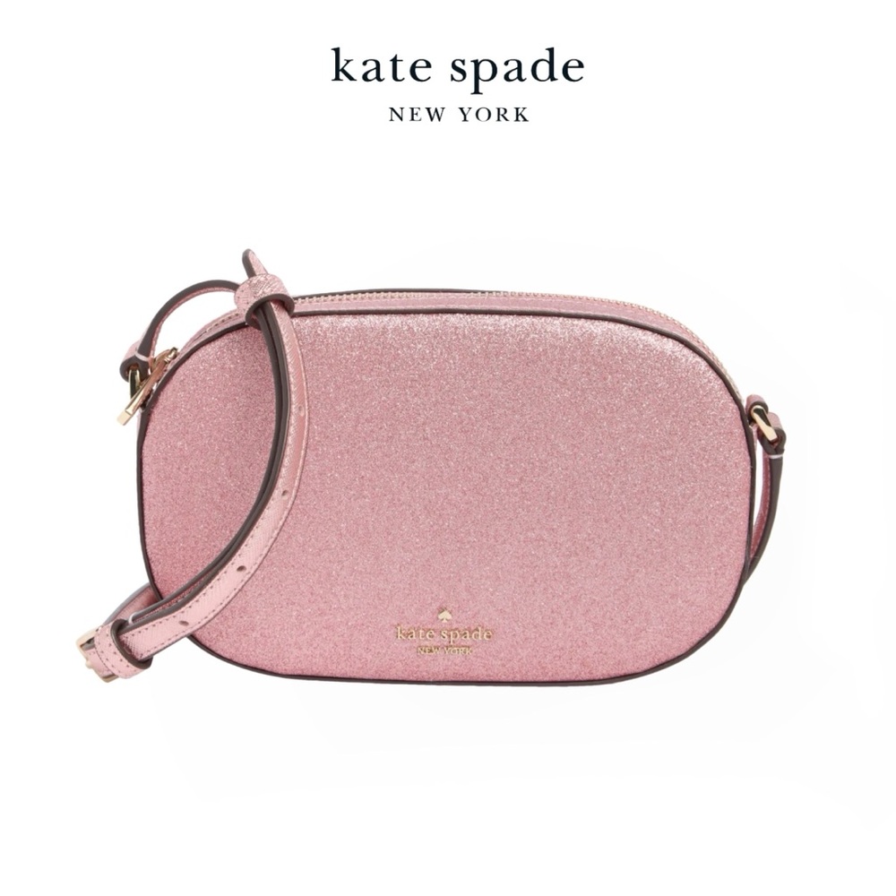 Kate Spade New York Glimmer Pink Glitter Camera Bag NWT